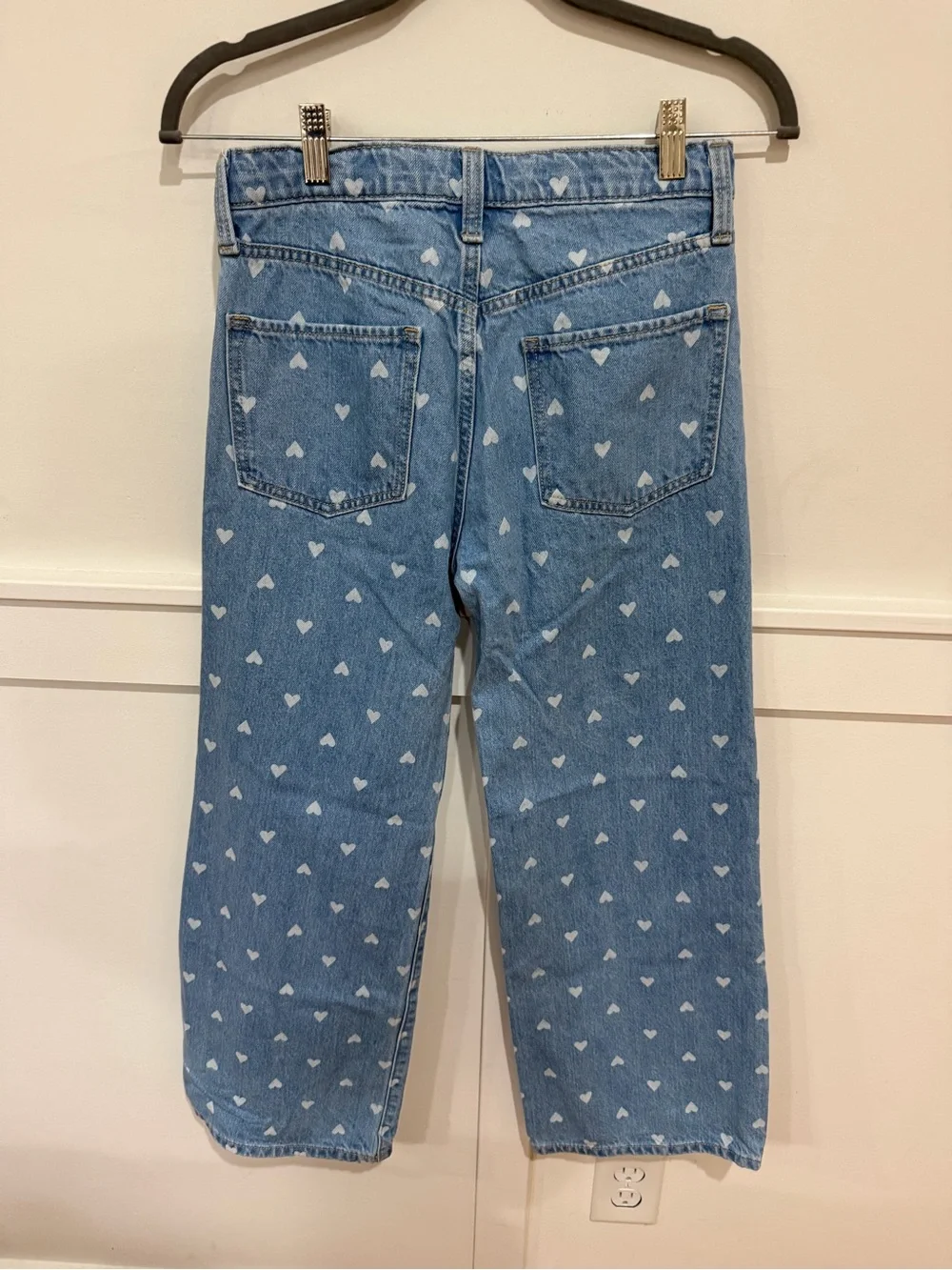 Old Navy denim Heart Print Straight-Leg Jeans, girls 14